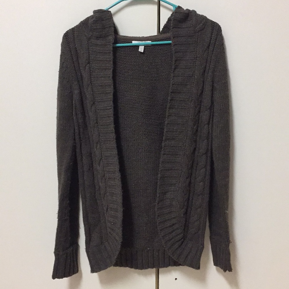 dElia*s brand brown hooded open sweater!